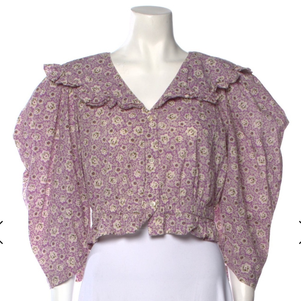 Sea New York Ida Ruffle Top in Purple Floral